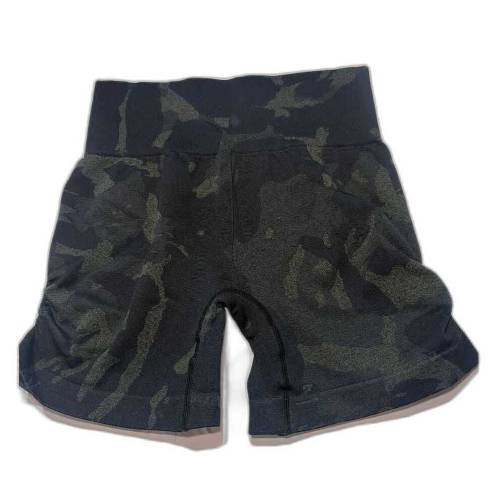 Black Camo Seamless Gym Shorts Medium High Waisted Workout